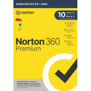 NORTON 360 PREMIUM 75GB AF 1 USER 10 DEVICE 12MO