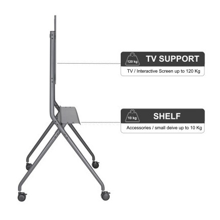 SUPORTE MÓVEL DE CHÃO EWENT P/ TV 50 A 86 MÁX 120KG