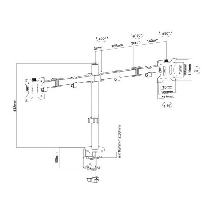 SUPORTE EWENT P/ 2 MONITORES 17 A 32