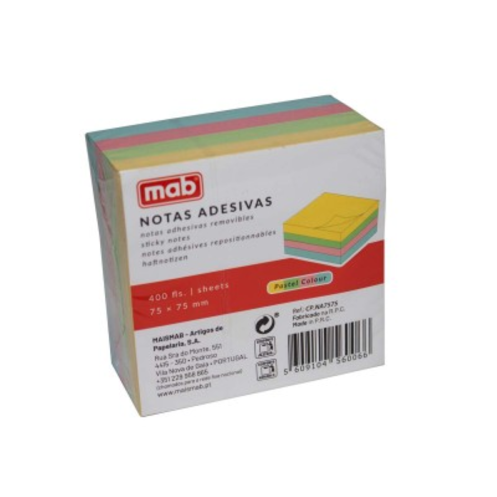 .ME POST-IT 75X75 MAB 400FLS 4 CORES