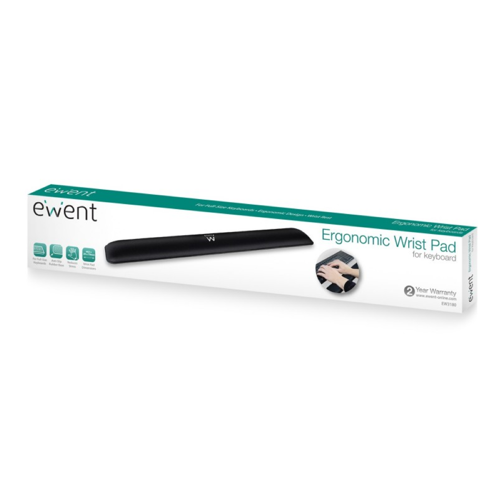 APOIO DE PULSOS P/ TECLADO EWENT ERGO PRETO