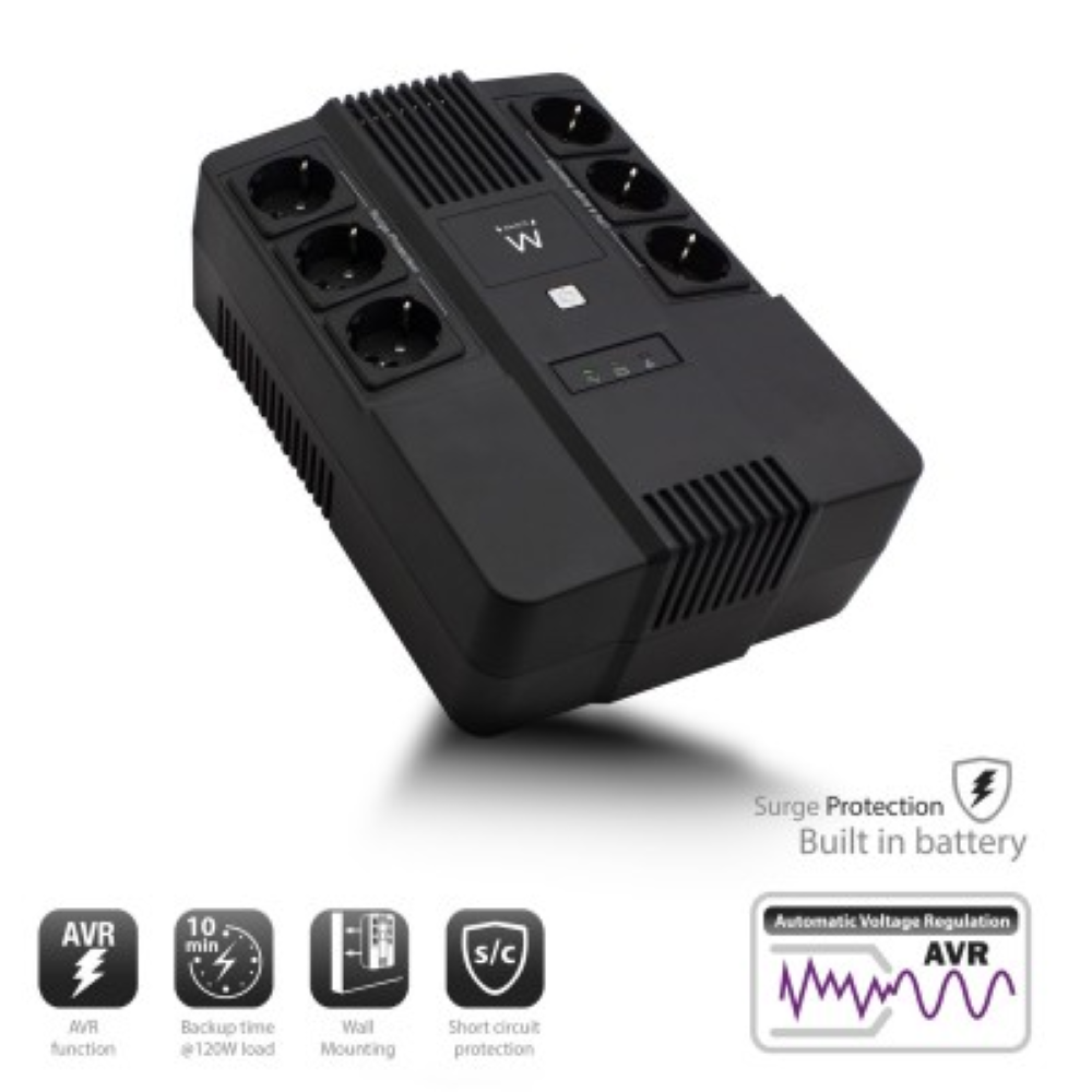 UPS EWENT 600W 6 PORTAS SCHUKO LINHA INTERATIVA