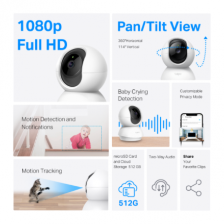 CAM WIRELESS TP-LINK 1080P FHD 360° HORIZONTAL, 114° VERTICAL 2UN
