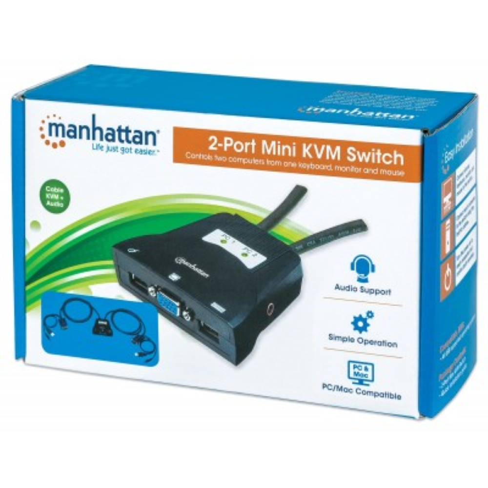 KVM  2 PT USB MANHATTAN C/CABOS +AUDIO
